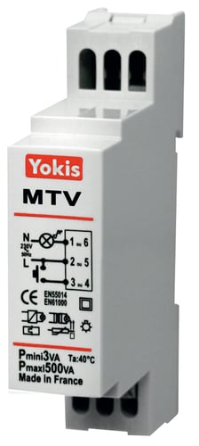MTV500M Elektronisk lysdæmper/timer med soft start/stop til Din-skinne. - 1