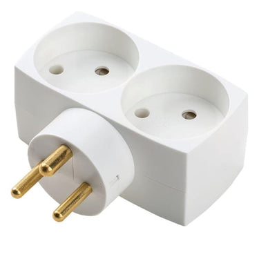 Dobbeltstik D2 2 runde udtag med jord hvid - 1