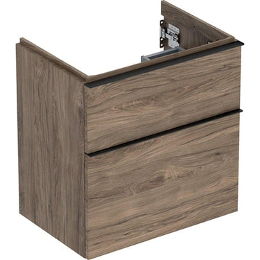 Geberit Icon vaskeskab 592 x 416 x 615 mm 2 skuffer nøddetræ højkomprimeret trelags-spånplade melamin træstruktur - 1