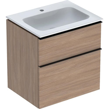 Geberit Icon møbelpakke 600 x 480 x 630 mm 2 skuffer eg natur porcelæn melamin træstruktur - 1