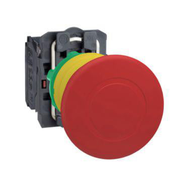 Harmony nødstop komplet med Ø40 mm paddehoved i rød farve med tryk/drej funktion og 2xNC med overvågning (monitoring contact) - 1