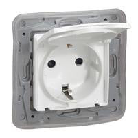 Niloé stikkontakt 230V SCHUKO 2 POL + N MED klaplåg HVID - 1