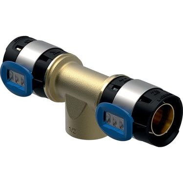 Geberit FlowFit tee 32mm x1/2"x32mm blyfri rødgods - 1