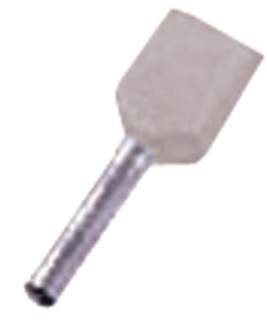 Isoleret dobbelt terminalrør grå 2x0,75mm² L=10mm - 1