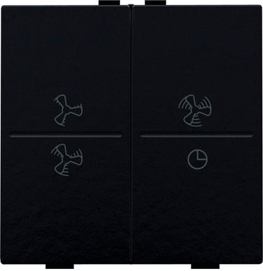 Tangent med ventilations-symboler til trådløst 4-tryk Bakelite® piano black coated - 1