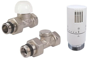 KRISS Skandi Rum termostatventilsæt 1/2" L/L fremløb valgfrit forniklet/hvid (RAL9016) - 1