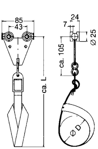 Kabelvogn dobbelt stål med strop wst 1 - sch/80 - 1