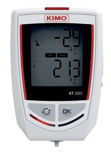 Kistock KT220-O med 1 intern temperaturføler og 1 eksternt input - 1