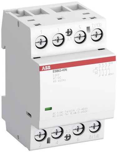 Installationskontaktor 4-polet 4NO AC-1 63A ved 55 grader 400V AC styrespænding 230V AC/DC - 1