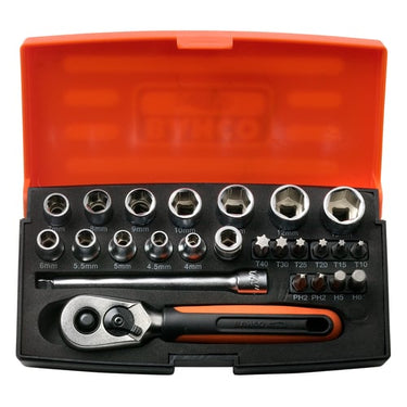 Bahco topnøglesæt mini 1/4" 25 dele 4-13mm - 1