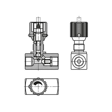 Drøvle/Kontraventil 3/8" Indvendig m/stilskrue - 35,0MPa - 1