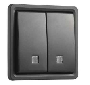 Fjedertryk med linse dobbelt IP55 sort - 1