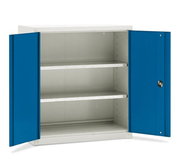 Blika materialeskab MS-0.5 med 2 hylder RAL 7035/5017 - 1