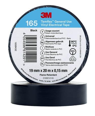 Temflex el vinyltape 165 sort 19 mm x 20 m - 1