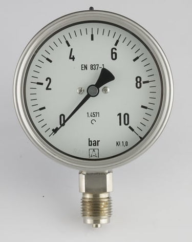 Kemi manometer 1/2" x Ø100 0-16 bar nedadrettet studs med glycerin - 1