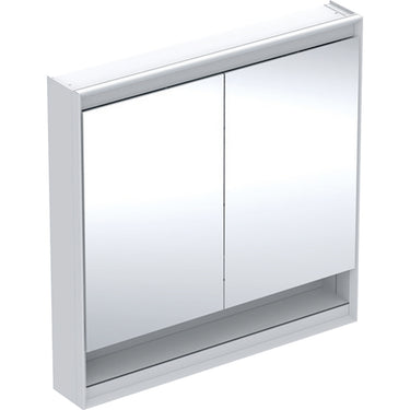 Geberit ONE spejlskab med underhylde og ComfortLight 2 låger væg 90 x 90 cm hvid/alu - 1