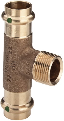 Sanpress T-stykke 22 x 3/4" x 22 mm rødgods 194123 - 1