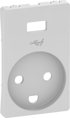 LK FUGA afdækning for stikkontakt 2-polet + DK jord med 5V USB lader hvid - 1