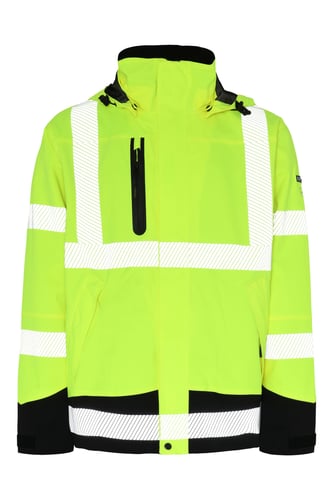 Lyngsøe Hi-Vis regnregnjakke 4 vejs stretch 4WS-5057 gul/sort str 3XL - 1