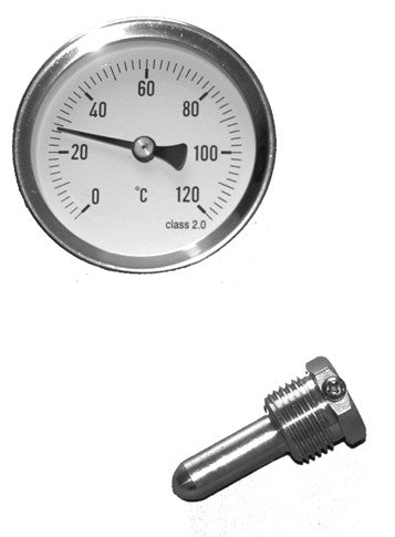 Skivetermometer Ø63 1/2" x 100 mm 0-120°C - 1