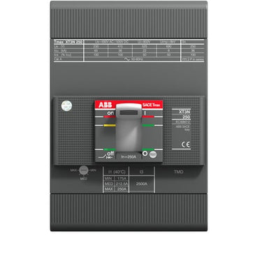 Maksimalafbryder Tmax XT3 160A justerbart magnetik MA relæ Indstilling I3= 960…1920A 3polet 36kA ved 400V IEC - 1