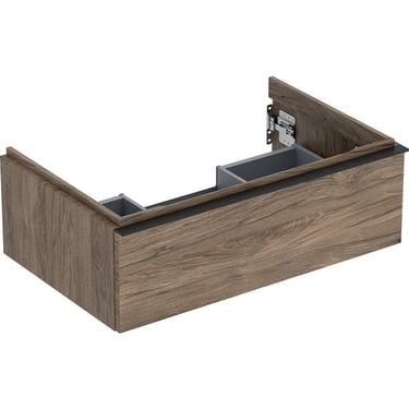 Geberit Icon vaskeskab 740 x 476 x 247 mm 1 skuffe nøddetræ højkomprimeret trelags-spånplade melamin træstruktur - 1