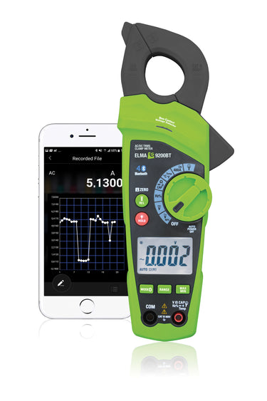 Elma 9200BT Sand RMS AC/DC tangamperemeter med Bluetooth Gratis APP og indbygget LED lommelygte - 1
