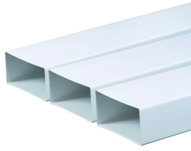 Flad kanalrør 55 x 110 mm L=1,0 m Hvid PVC - 1
