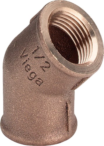 Viega bøjning 45° muffe/muffe 3/4" rødgods - 1
