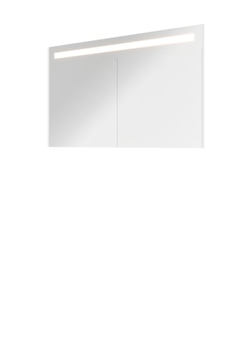 Sanibell Proline spejlskab med LED belysning 120 x 74 cm hvid højglans sidepaneler - 1