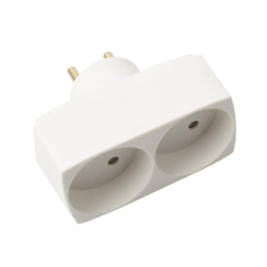 Dobbeltstik D2 2 runde udtag hvid - 1