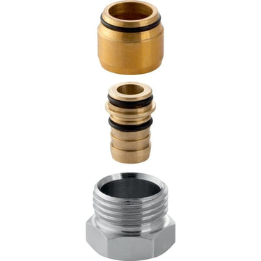 Geberit FlowFit union 16mmx1/2" messing forniklet - 1