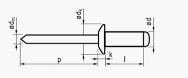 3,2X12,0 rundhovedet kobber/stål standard blindnitte - 1