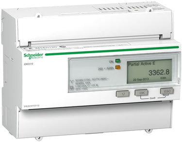 Acti9 3 faset Kilowatt-time måler til montering på DIN skinne med tæller og pulsudgang - MID certificeret IEM3310 - 1