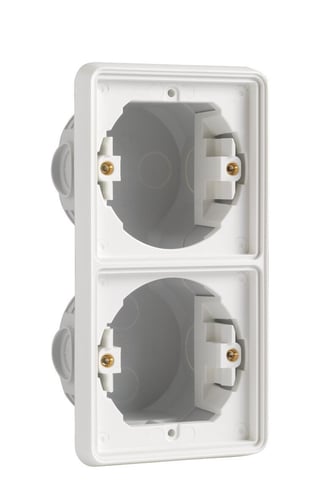 Indmuringsdåse 2-modul lodret hvid - 1