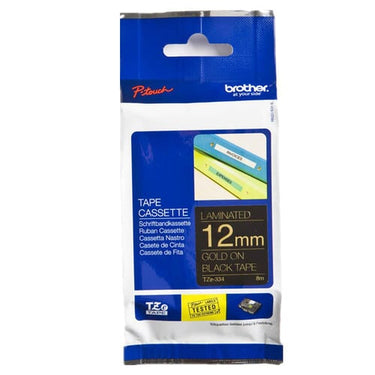 Tape Brother guld/sort TZe 334 12 mm - 1