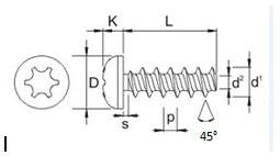 3,5X16 fzb plas-tech 45GR panhoved T-10 - 1