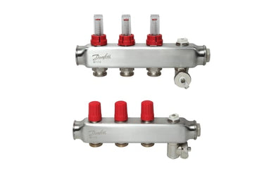 Danfoss gulvvarmemanifold 3+3 SSM med flowmeter - 1