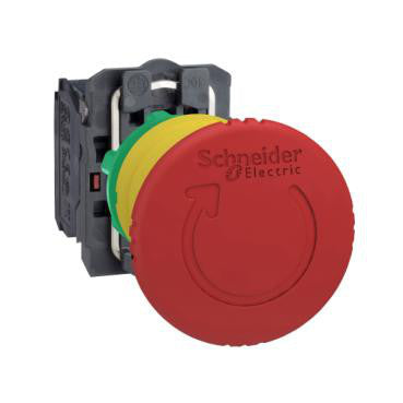 Harmony nødstop komplet med Ø40 mm paddehoved i rød farve med tryk/drej funktion og 2xNC XB5AS8444 - 1