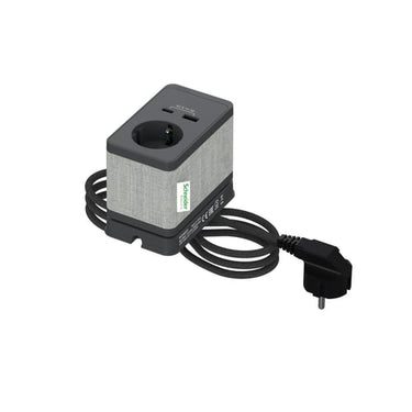 Bord stikk. enkelt m/USB A/C koksgrå - 1