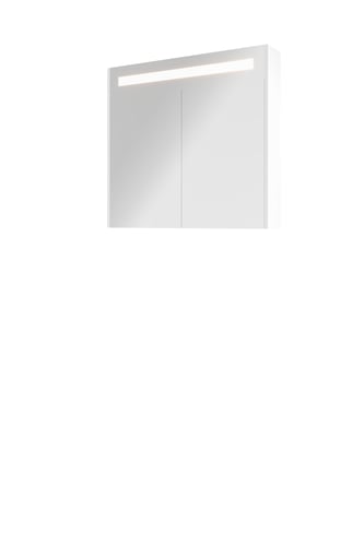 Sanibell Proline spejlskab med LED belysning 80 x 74 cm hvid højglans sidepaneler - 1