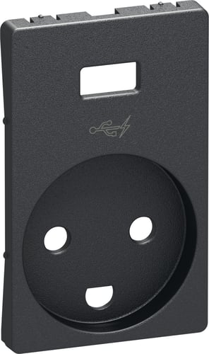 LK FUGA afdækning for stikkontakt 2-polet + DK jord med 5V USB lader koksgrå - 1