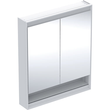 Geberit ONE spejlskab med underhylde og ComfortLight 2 låger væg 90 x 75 cm hvid/alu - 1