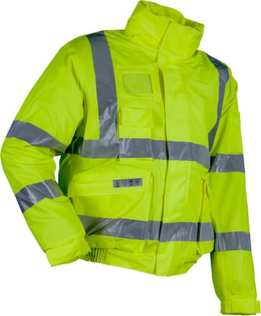 Regnjakke vinter flammehæmmende Hi-Viz kort gul str L - 1