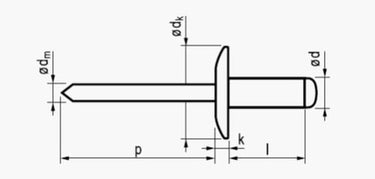 4,8X30 alu/st rund hovedet ekstra stort hoved - 1