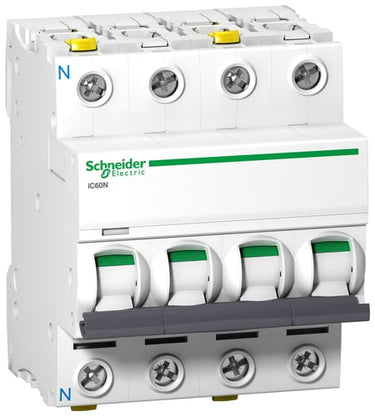 Acti9 Automatsikring iC60N 3P+N 25A C med dobbelt terminal 72 mm - 1