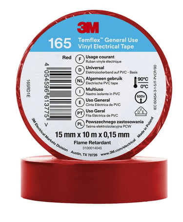 Temflex el vinyltape 165 rød 15 mm x 10 m - 1