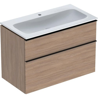 Geberit Icon møbelpakke 900 x 480 x 630 mm 2 skuffer eg natur porcelæn melamin træstruktur - 1