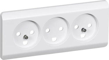 OPUS 66 afdækning for tripel stikkontakt 2-pol med jord standard planforsænket hvid - 1