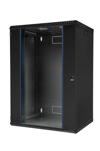 Vægrack 600x600x730 15U glasdør sort - 1